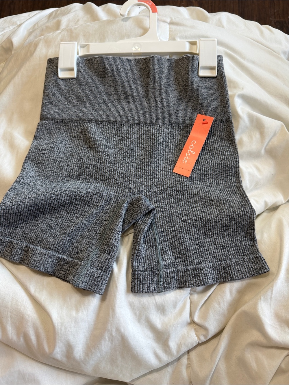 Colsie Ribbed High-Waist Gray Bike Shorts